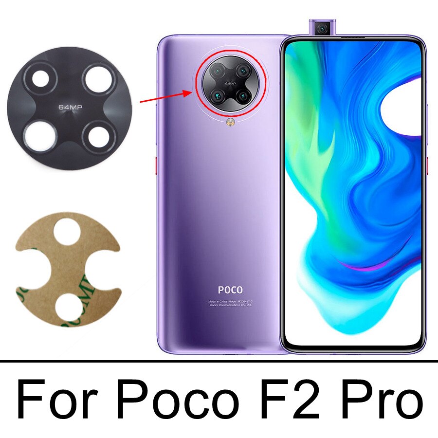 Back Rear Camera Glass For Xiaomi POCO M4 Pro M3 F1 F2 F3 X3 NFC F4 GT X4 Pro 5G Main Camera Lens Cover Replacement+Adhesive: Poco F2 Pro