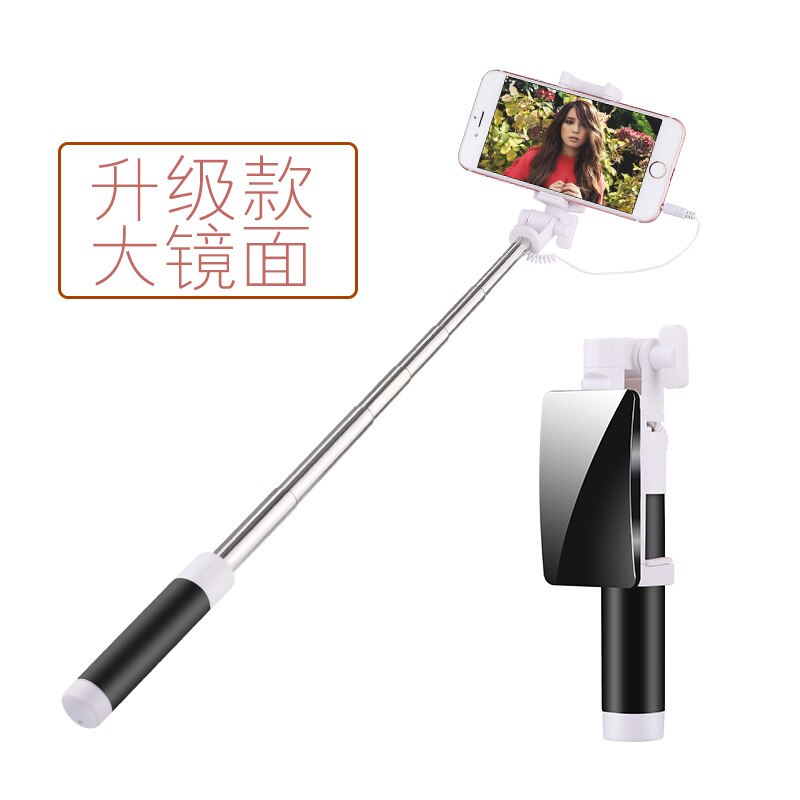 Anvendelig iphone 7 8 x selfie stick med spejl mini-by-wire selfie stick med spejl selfie stick: M6 sort og hvid med mønster æble version af