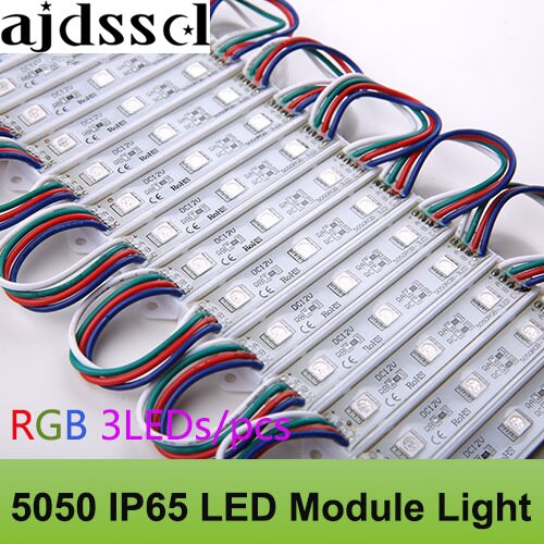 100 stks/partij DC12V 5050 3 LEDs LED Module 5050 RGB LED module licht RGB IP65 Waterdicht