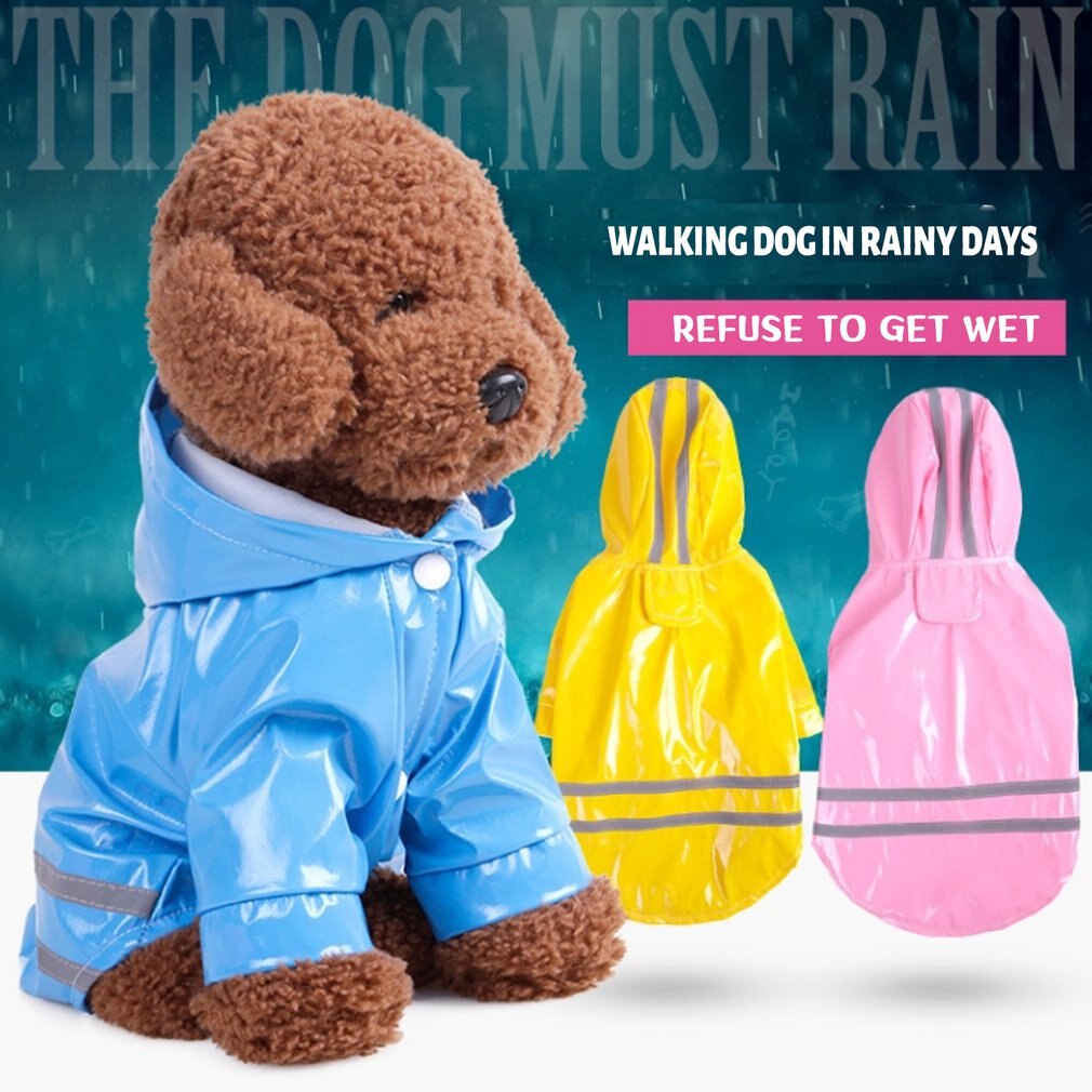 Pu Reflective Strip Pet Raincoat Outdoor Pet Rain Proof Dog Hooded Waterproof Coat Cat And Dog Clothing Pet Supplies
