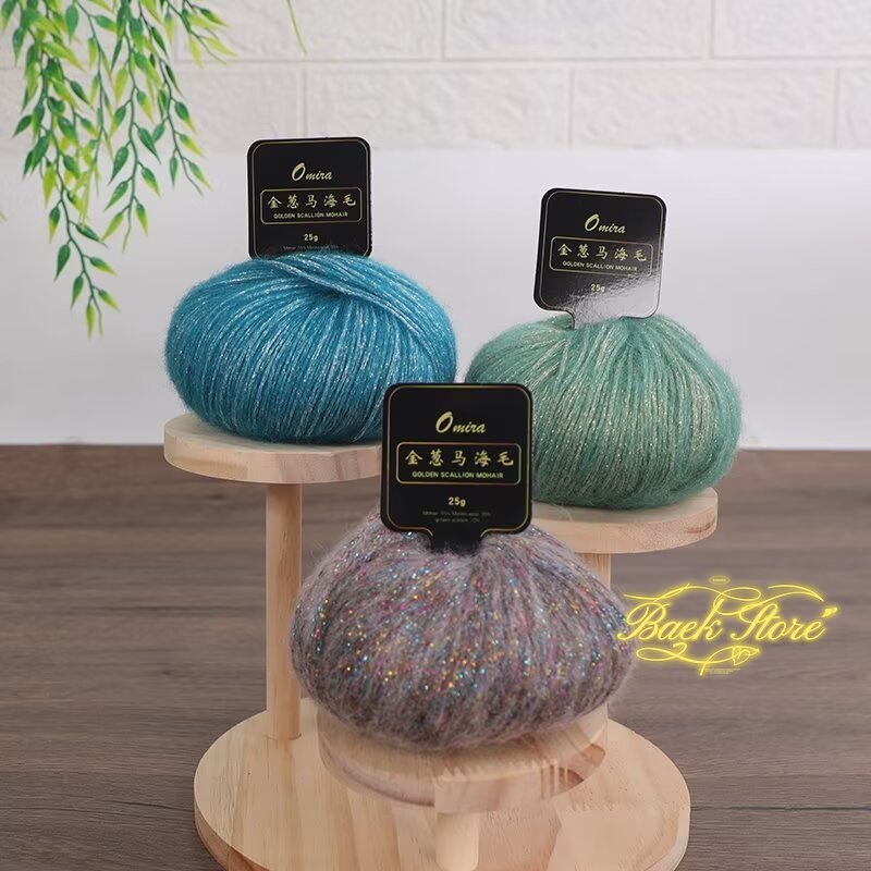 1pc 25g metalliskt mohairgarn för handstickning akryl virkgarn ull stickningstråd tröja halsduk mössa virktrådar stickning