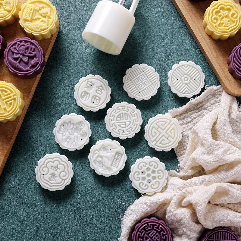 12 Chinese zodiac Flower Mooncake Mold Set Mid Autumn Festival DIY Hand Pressure Fondant Moon Cake Mould Decoration Tool