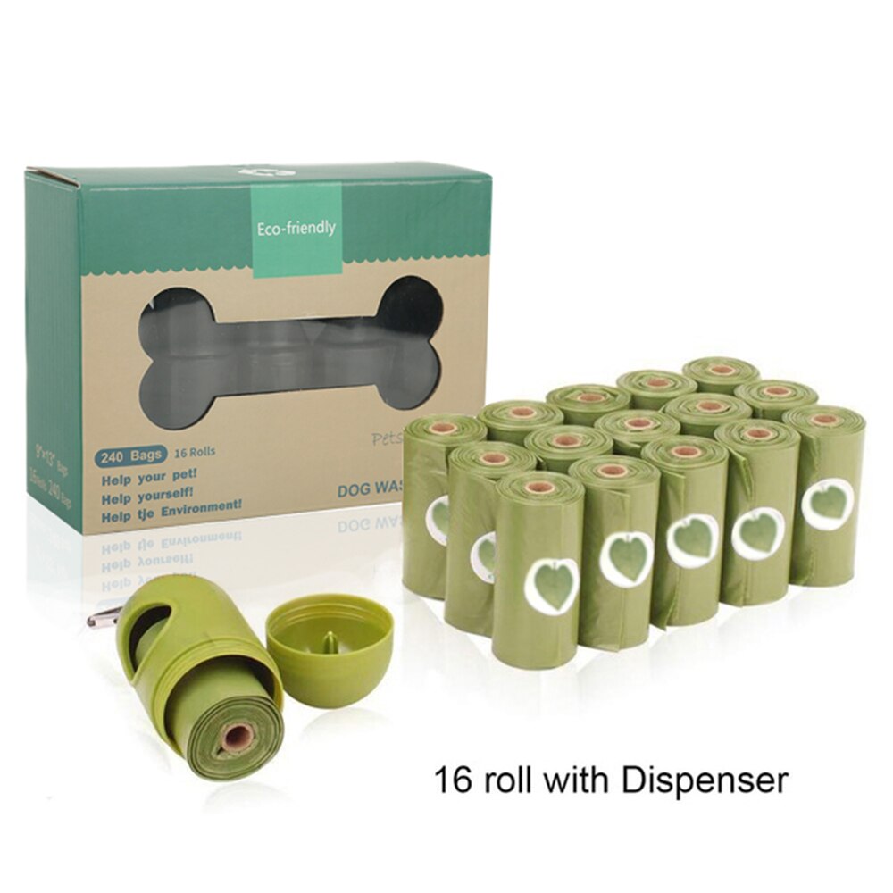 Biologisch Afbreekbare Hondenpoepzakjes - Eco-Vriendelijke Afvalzakjes met Dispenser - Outdoor Drager voor Hond Uitlaatservice: 16 groene broodjes