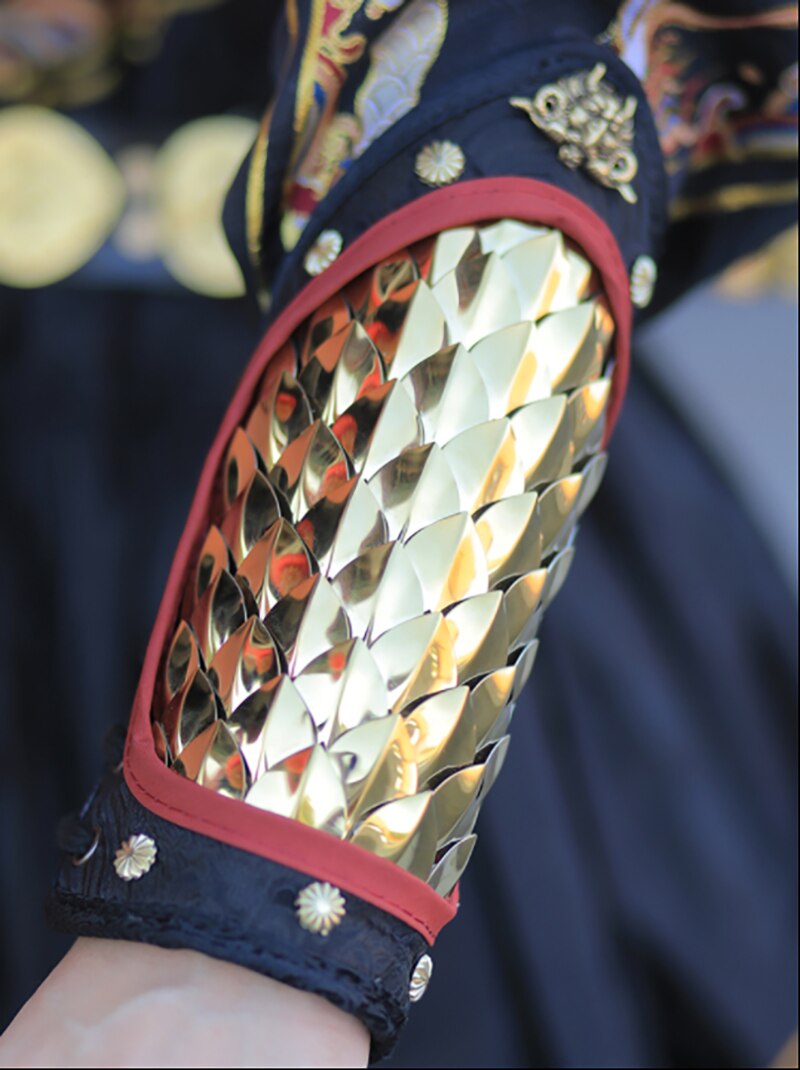 Ancient Hanfu Wrist Guard Men Women Chinese Ming Dynasty Cosplay Accessories Dragonscale Armguards Hanfu Armor Golden Silver
