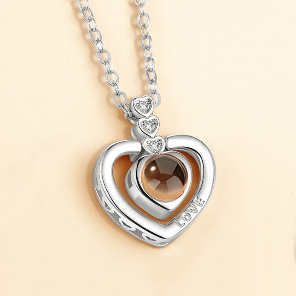 Style Necklace 100 Languages I Love You Valentine's Day Memory Wedding Collares Fine Jewelry colgantes