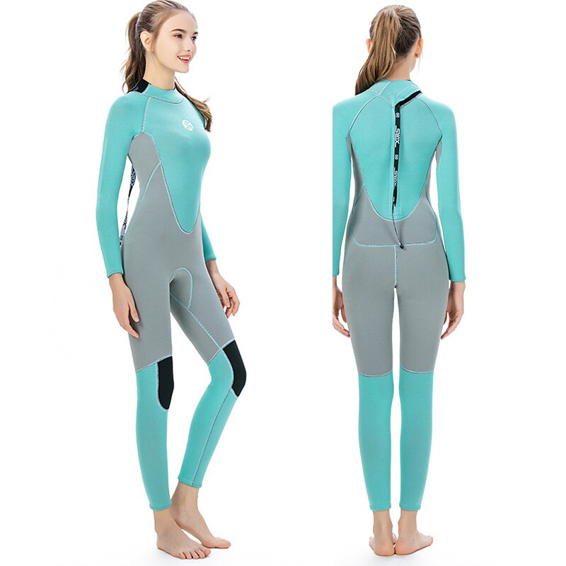 Neopreno de cuerpo entero de neopreno de 3mm para mujer, bloque de Color trasero con cremallera, traje húmedo para surfear, deportes acuáticos, buceo, esnórquel: 1710 / S
