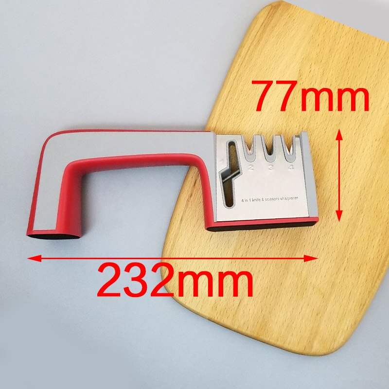 [video]1Pcs Knife Sharpener Ceramic Knife Sharpening Stone Tungsten Steel Diamond Sharpener Kitchen Tools: 4 funtions red