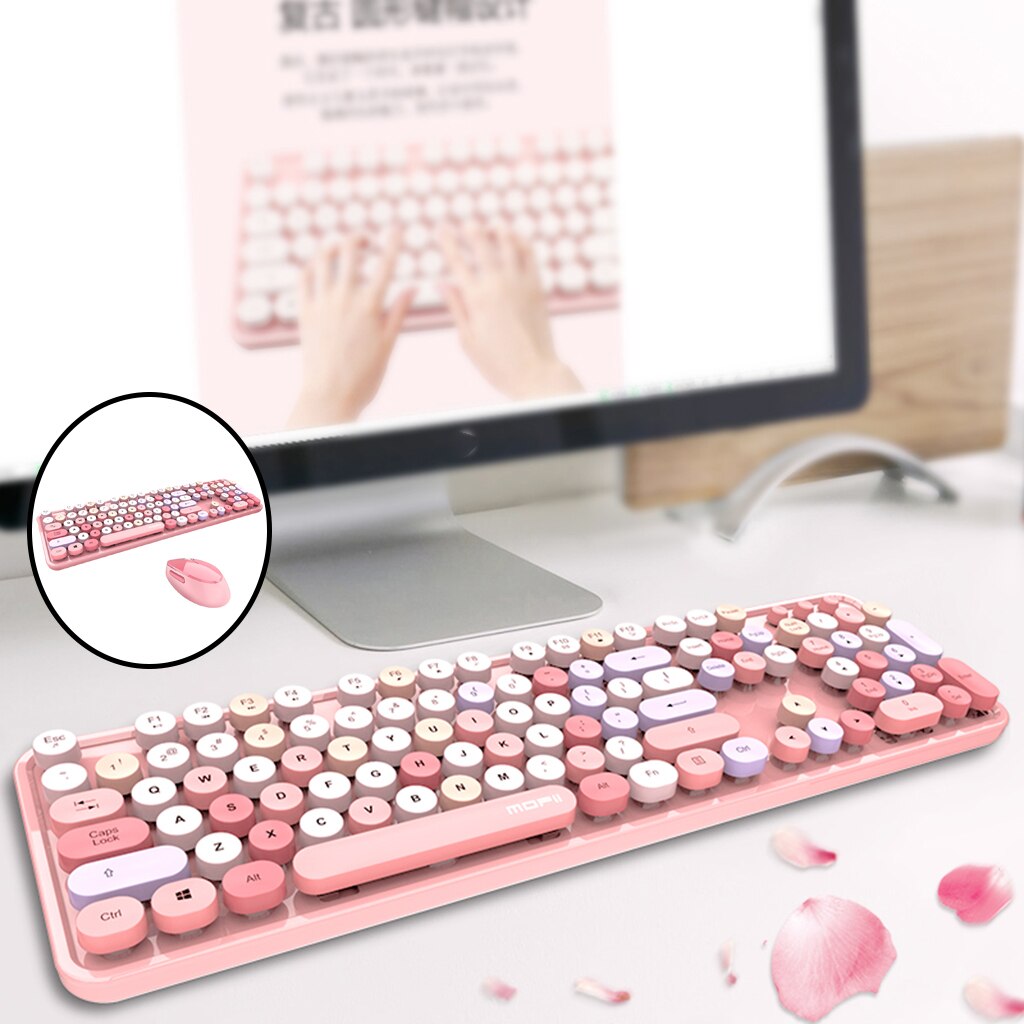 Gemengde Kleur 2.4Ghz Draadloze Toetsenbord En Muis Combo Set 104 Kleurrijke Toetsen Met Usb-ontvanger Voor Mac Pc Laptop desktop