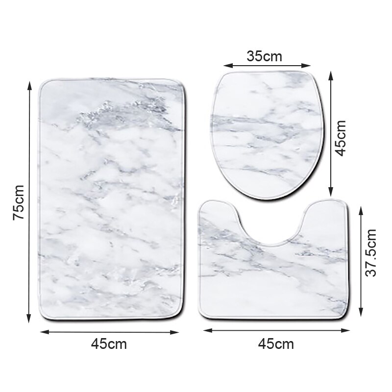 Colorful Bathroom Rugs 3pcs/Set Closestool Seat Mat Toilet Seat Mat Anti Slip Wc Mat Marble Effect Floor Mats Home Toilet Carpet