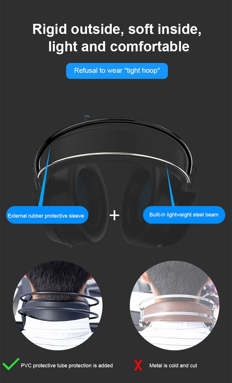 Gaming Headsets Gamer Headphones Surround Sound Stereo Wired Earphones USB Microphone Colourful Light PC Laptop Game Headset