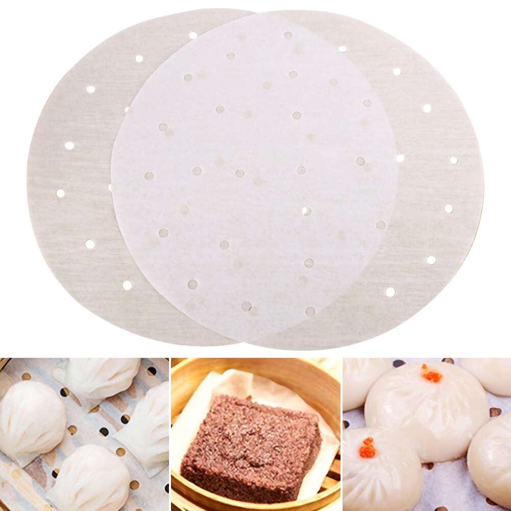 100Pcs Round Baking Paper Circle Parchment Paper Liner BBQ Oven Patty Steamed Paper Oven Barbecue Steamed Bun Paper