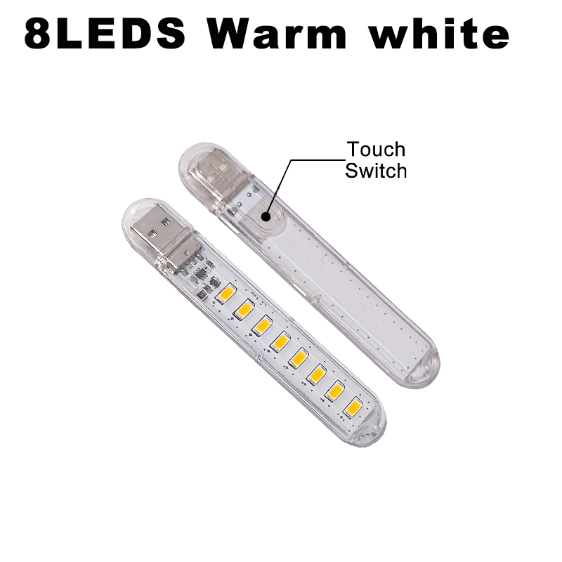 Dc5v interruptor de toque usb mini led livro lâmpada 3leds 1.5w portátil led luz leitura usb led night light lâmpada acampamento para banco potência: Branco quente