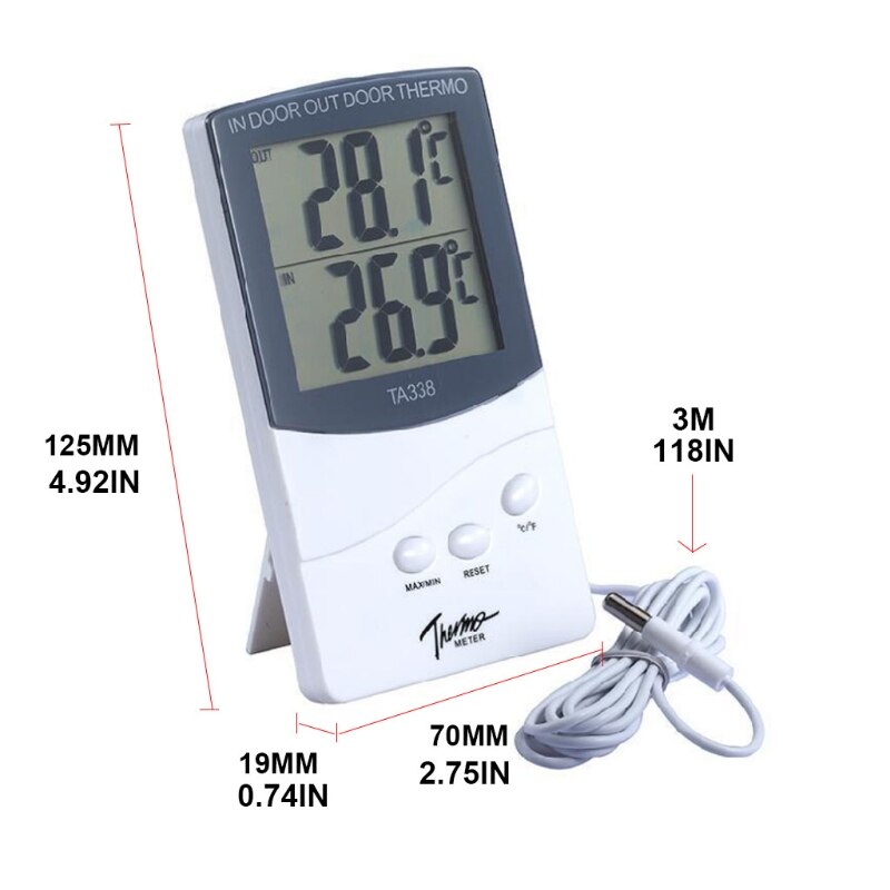 TA338 High-precision Electronic Thermometer with Probe Indoor Outdoor Home Industrial Double Digital Display Thermometer