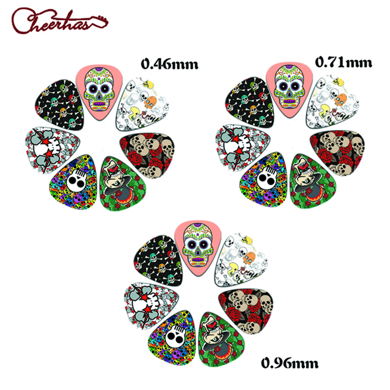 21pcs mix thin medium heavy dark skull and color skull guitar pick plectrum for boy and girl