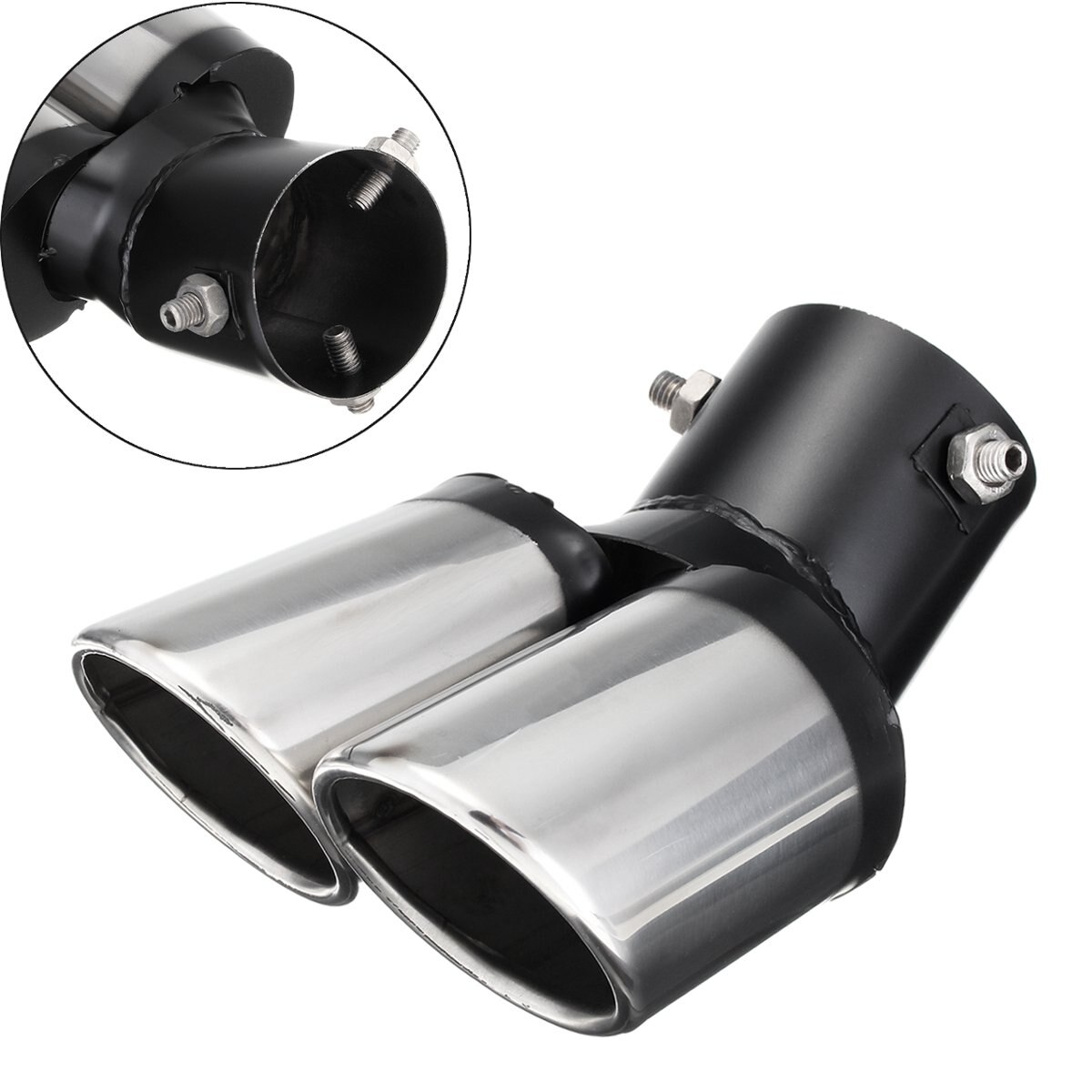 Dubbele Uitlaat Tip 63mm RVS - Voor de meeste Auto's