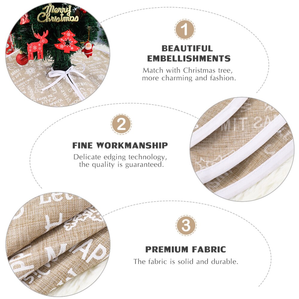 Kerstboomrok met letters, ronde vorm, kerstboomdecoratie, kerstboomschort voor kerstfeest en festival