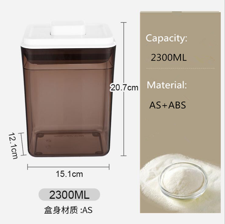 Plastic Sealed Canister Portable Large-capacity Milk Powder Cans Storage Jar Food Moisture-proof Storage Box Kitchen Container: 2300ML Brown