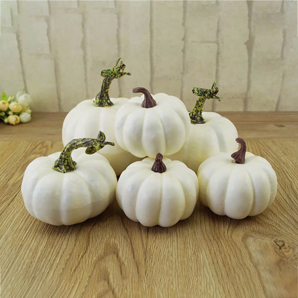 12 Stuks Set Wit Kunstmatige Pompoenen Halloween Oogst Oogst Thanksgiving Home Decor Fotografie Props Decoratie # P5