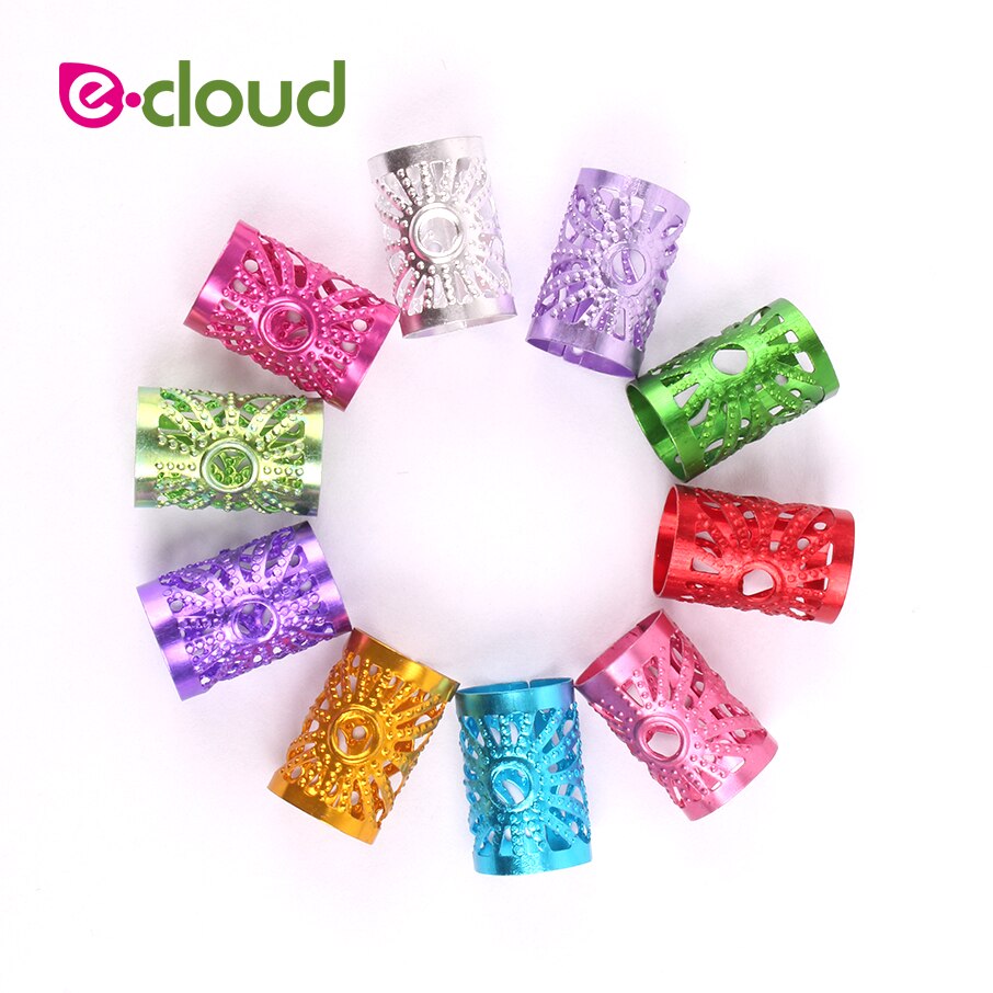 50 pz/borsa regolare Mirco anelli per capelli perline per capelli colore misto per uncinetto Dreadlock perline per capelli 10mm foro tubi metallici