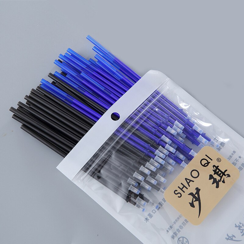 100pc/ taske blå / sort blæk sletbar gel pen genopfyldning 0.5mm sletbare penne med 1pc viskelæder sæt søde papirvarer kontor skoleartikler