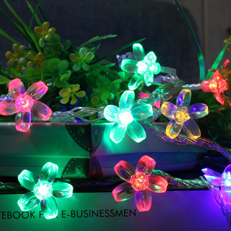 LED Cherry Blossom Battery-operated Garland Year Decorations Christmas Lights for Home Festoon Led Lights Fairy Lights