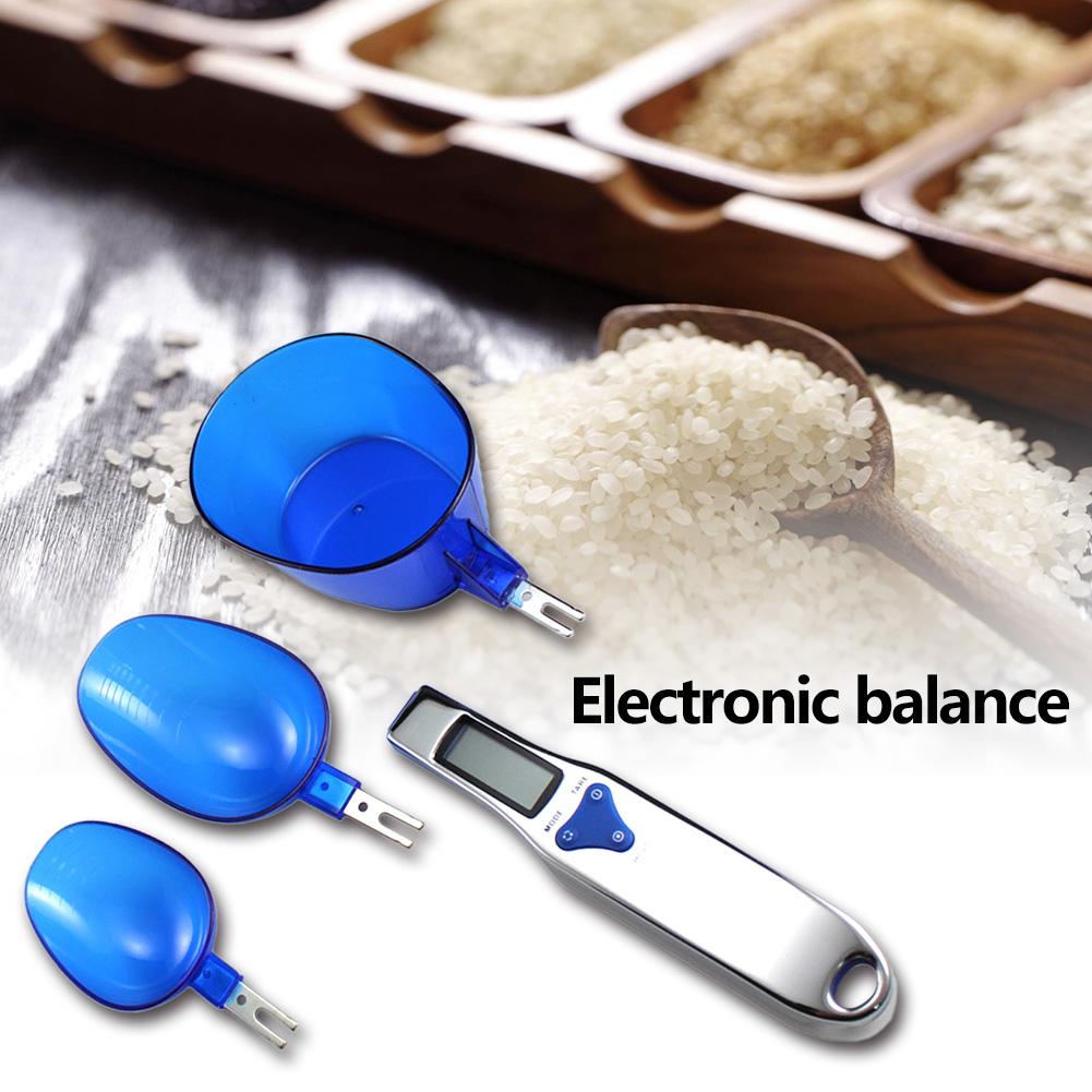 Bilancia misurino per farina da cucina digitale elettronica con 3 cucchiai di pesatura sostituibili rimovibili forniture per cottura