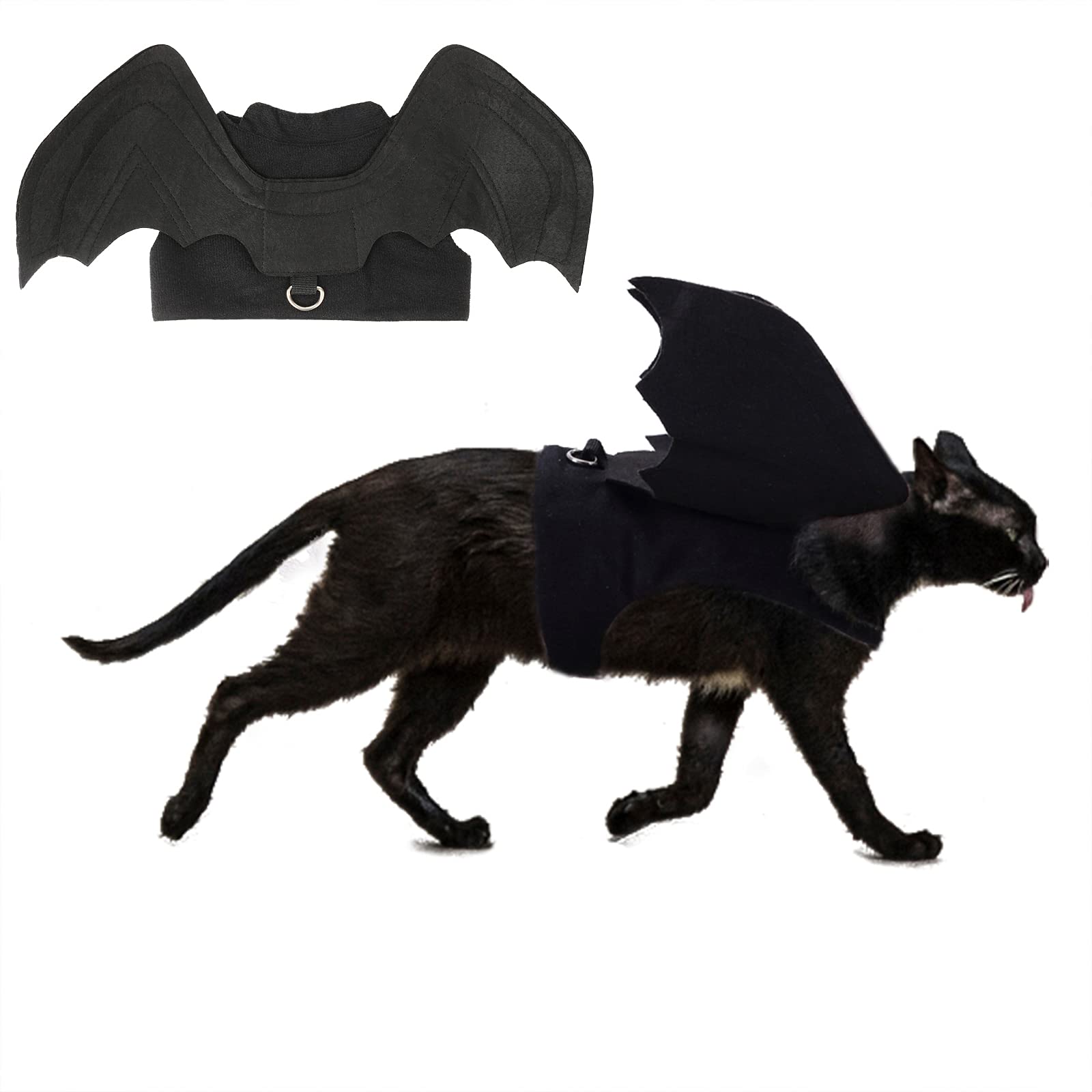 gatto Halloween imbracatura,Halloween pipistrello Ali costumi per animali domestici per cani di piccola taglia gatti decorazione per feste di Halloween: L / bianca