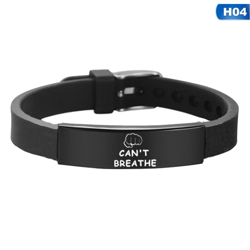 Zwart Leven Kwestie Amerikaanse Protest Ik Kan Niet Ademen Armband Vuist Silicagel Armbanden Siliconen Armbanden Mannen Vrouwen Sieraden: BL5867H04