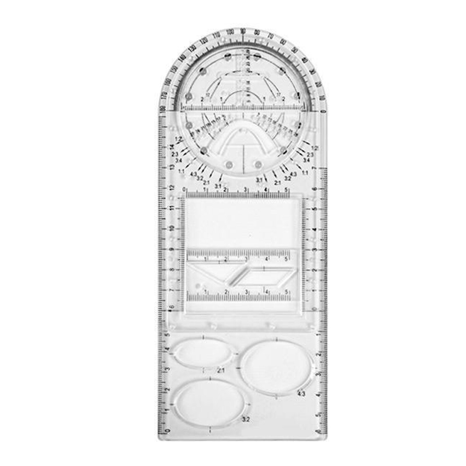 1pc Geometric Ruler Drawing Template Art Construction Architect Stereo Geometry Circle Drafting Measuring Scale Ruler: D
