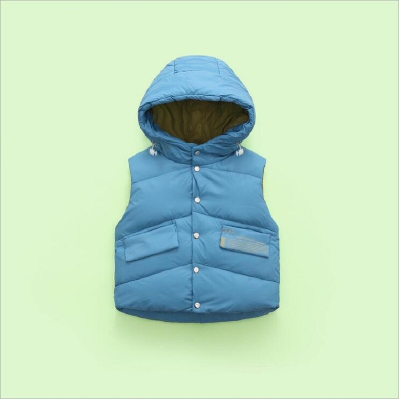 Winter Herfst Kinderen Vest Down Warm Hooded Baby Jongens Meisjes Vest Voor Kinderen Kleding Cartoon Down Vest Kids 3-8Y: blue / 120  5T
