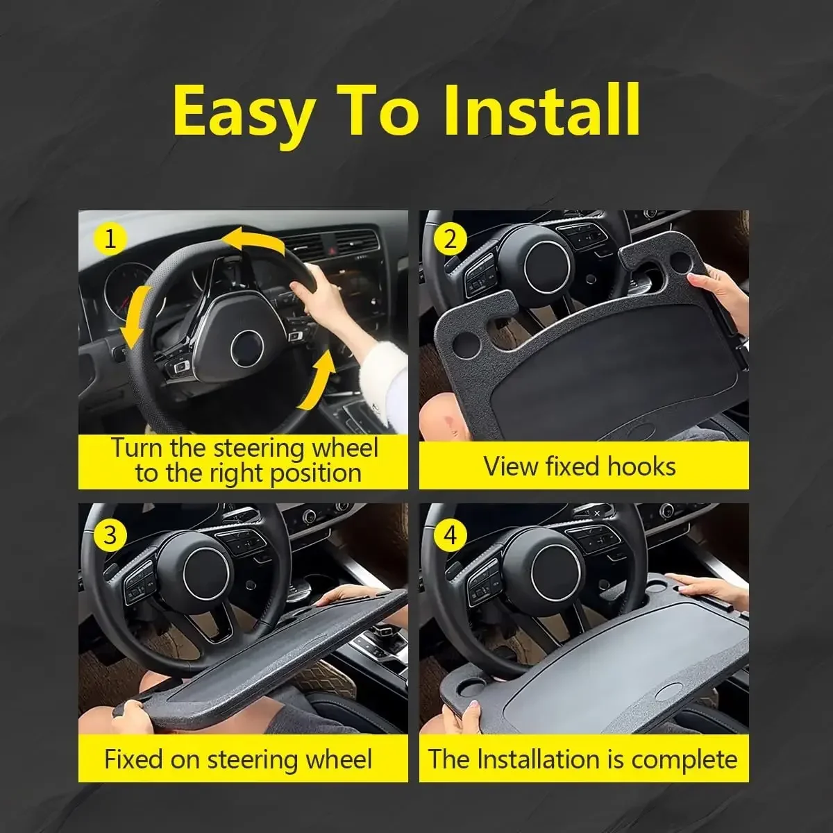 Supporto da tavolo per laptop per auto Piatto da pranzo per auto multifunzione Scrivania Volante per auto Tavolo da pranzo Cibo Caffè Vassoio per bevande