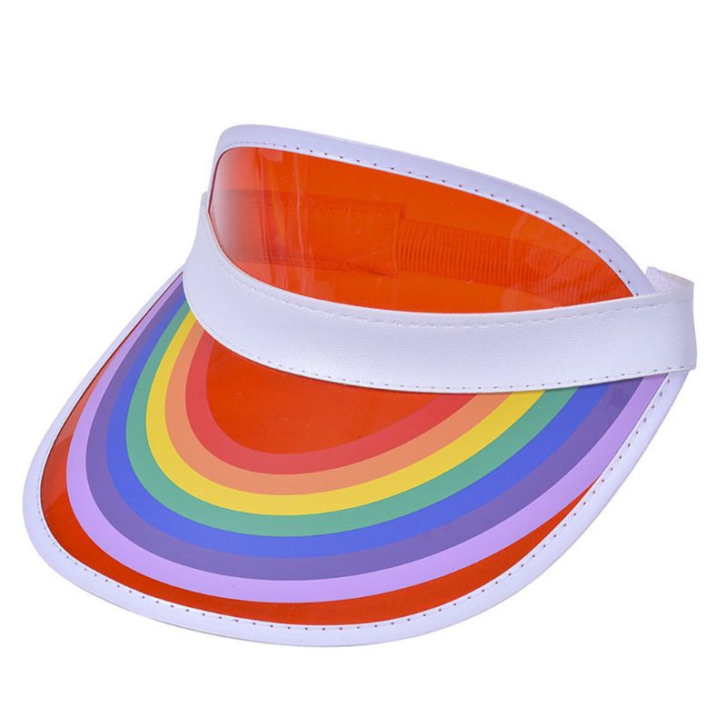 Unisex gennemsigtig slik farve tom top baseball cap regnbue bro trykt solcreme uv beskyttelse sport solskærm hat: O