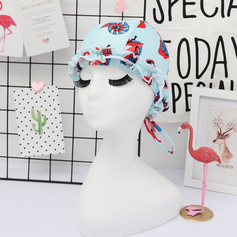 Handgemaakte kant zwembad flamingo's patroon badmuts hoed voor vrouwen lang haar badmuts strandmutsen grote gratis maat