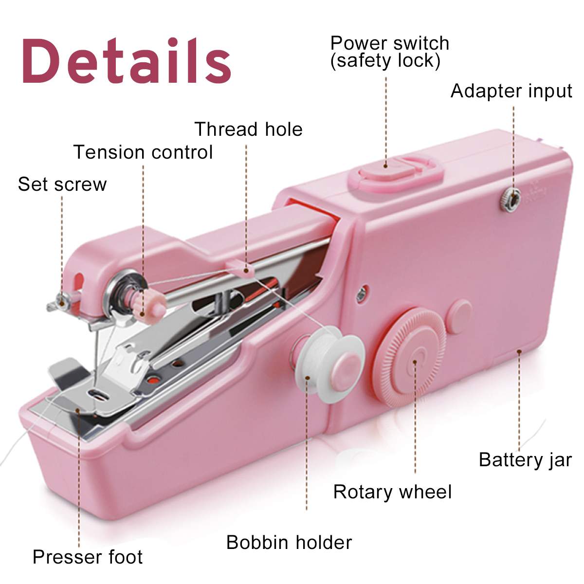 Portable Handheld Sewing Machine Quick Stitch Sew Needlework Electric Cordless Clothes Fabrics Mini Sewing Machine Sewing Kits