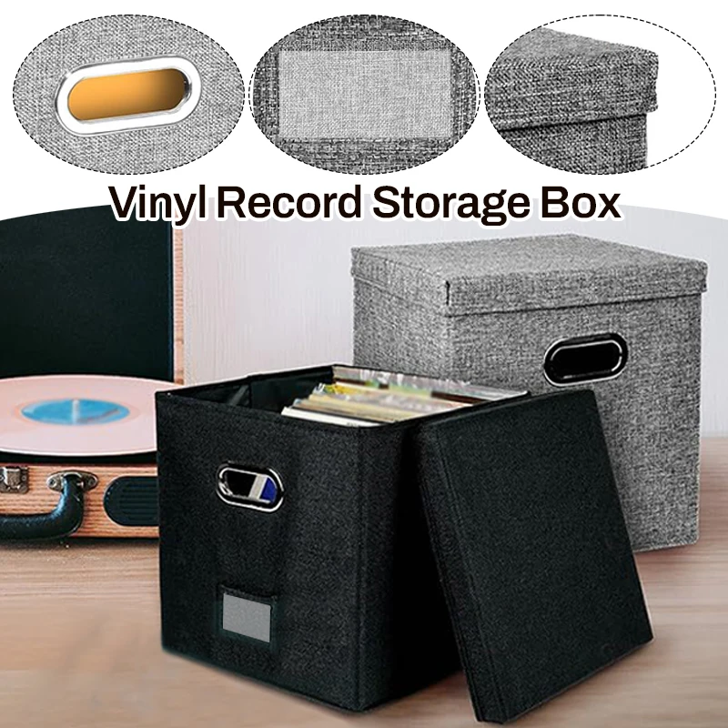 Aufbewahrungsbox für Schallplatten, Schallplattenetui für LP-Album, Aufbewahrung von Leinenstoff, Aufbewahrungskiste, Würfelbehälter mit Deckel