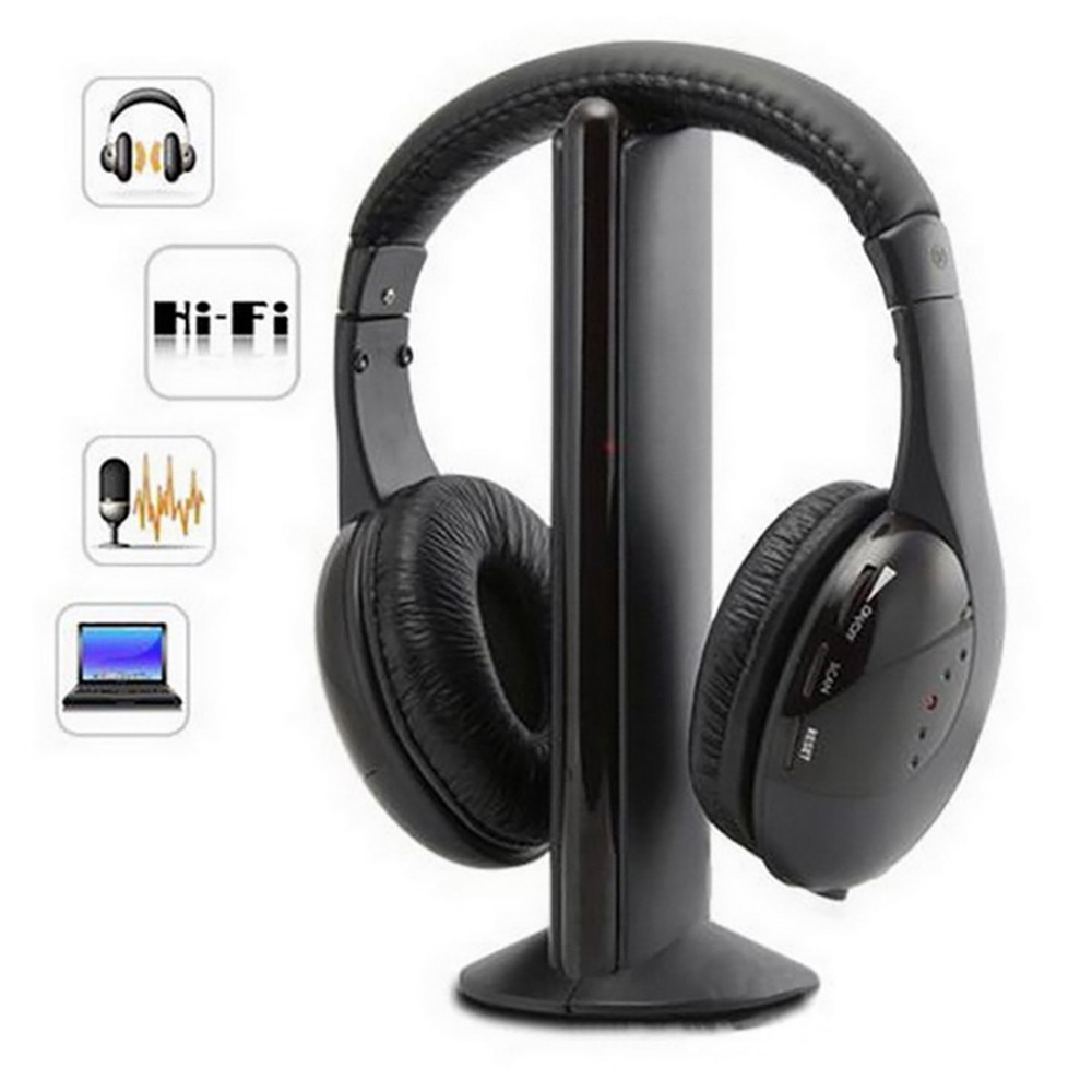 Meilleure 5in1 Hi-Fi sans fil casque écouteur casque pour PC portable TV FM Radio MP3 Support et directe