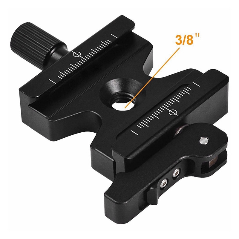 Aluminum CNC 3/8 inch Screw Camera Quick Release Clamp Adjustable Lever & Knob for Arca Swiss RRS Wimberley Tripod Head