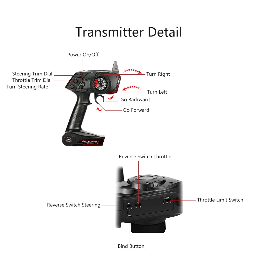 Original GoolRC Digital Radio Remote Control Transmitter with Receiver for RC Car Boat TG3 3CH 2.4GHz RC Parts Accessories