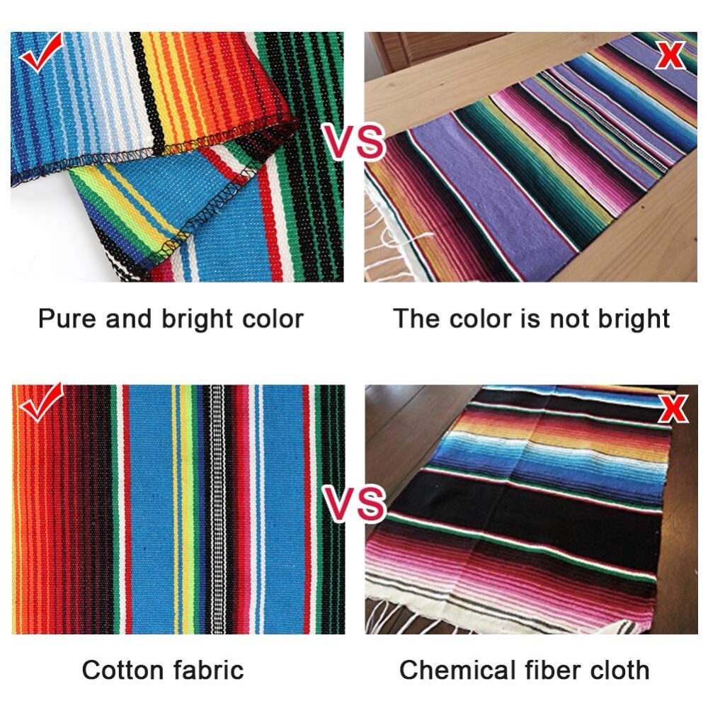 1piece Cotton Mexican Table Runner 213X35cm Rainbow Table Runners Party Serape Tablecloth DIY Wedding Party Home Decor