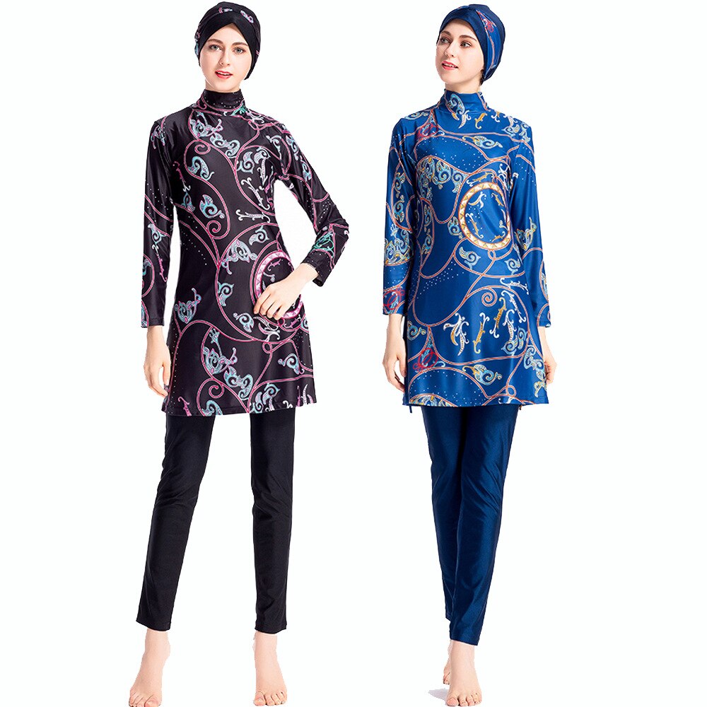 Islamico Arabo Le Donne Nuotare Usura Burkini Abbigliamento Spiaggia per Musulmani con Cappuccio Hijab Costume da Bagno Modest Nuotata Surf Usura di Sport Pieno Vestito di Nuoto