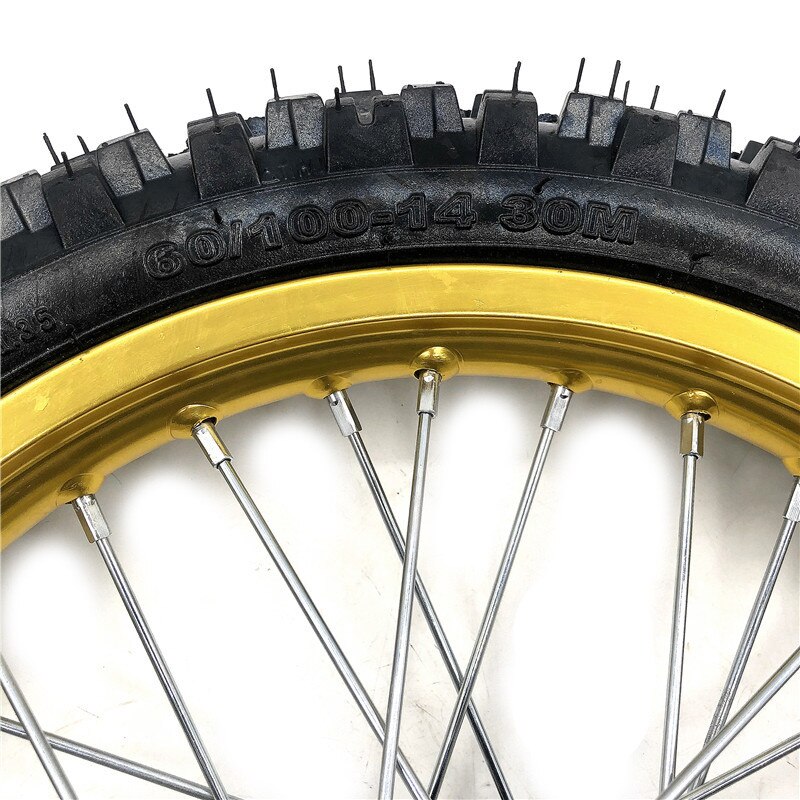 Front 14inch Pit Bike wheels GuangLi 60/100-14 Tyre Aluminum Alloy Rims with 32 holes spoke KTM CRF PRO KLX YZF 110cc
