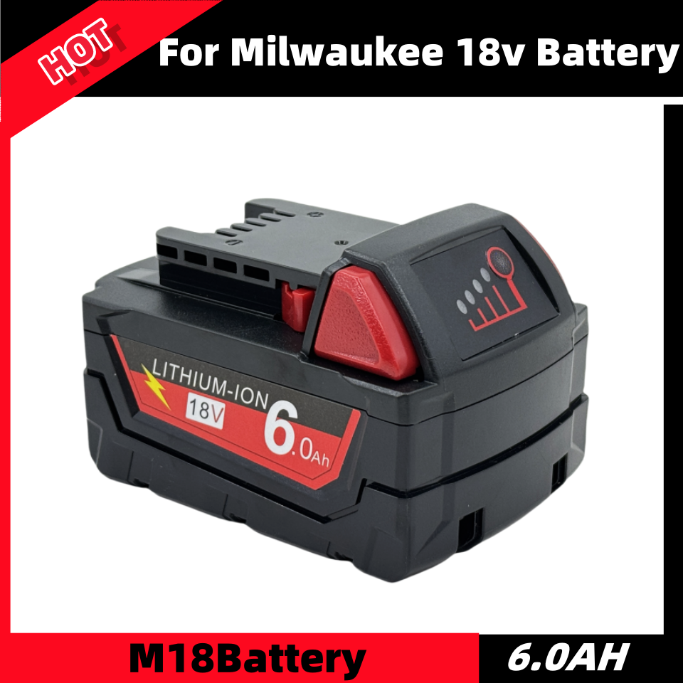 100% para batería de herramienta eléctrica Milwaukee M18 + cargador, BR,XC,18V, 6,0/9.0/12.0AH M18B5, 48-11-1860, batería integrada 18650: Verde