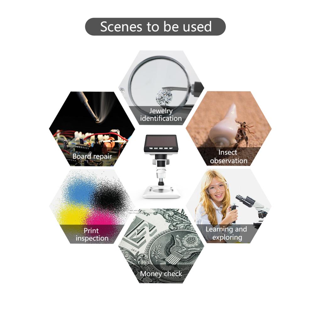 1000x digital microscope electronic video microscope 4.3 inch HD LCD display 8LED soldering microscope phone repair Magnifier