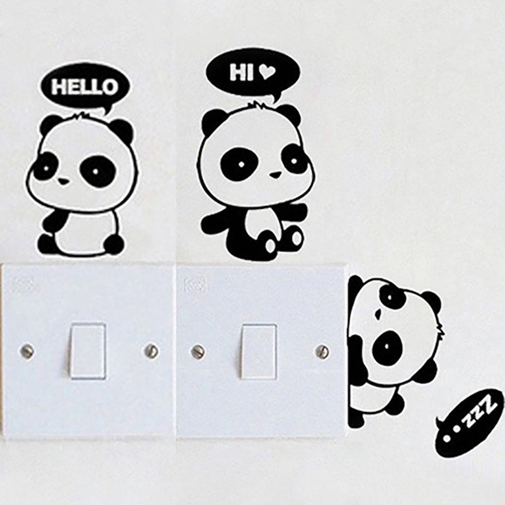 Leuke Switch Decal Cartoon Dier Patroon Zelfklevende Verwijderbare Panda Schakelaar Sticker Voor Slaapkamer