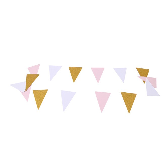 Glitter bunting papper banderoll guld flisa rosa flagga banderoll girland gör-det-själv hem event fest bröllop dekor festtillbehör: Rosa vitt guld