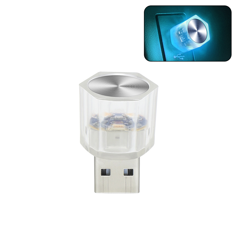 Bil usb ledet omgivelseslys billeselampe fargerik dekorativ lampe interiør atmosfære dekorasjoner lys tilbehør: Krystallblå