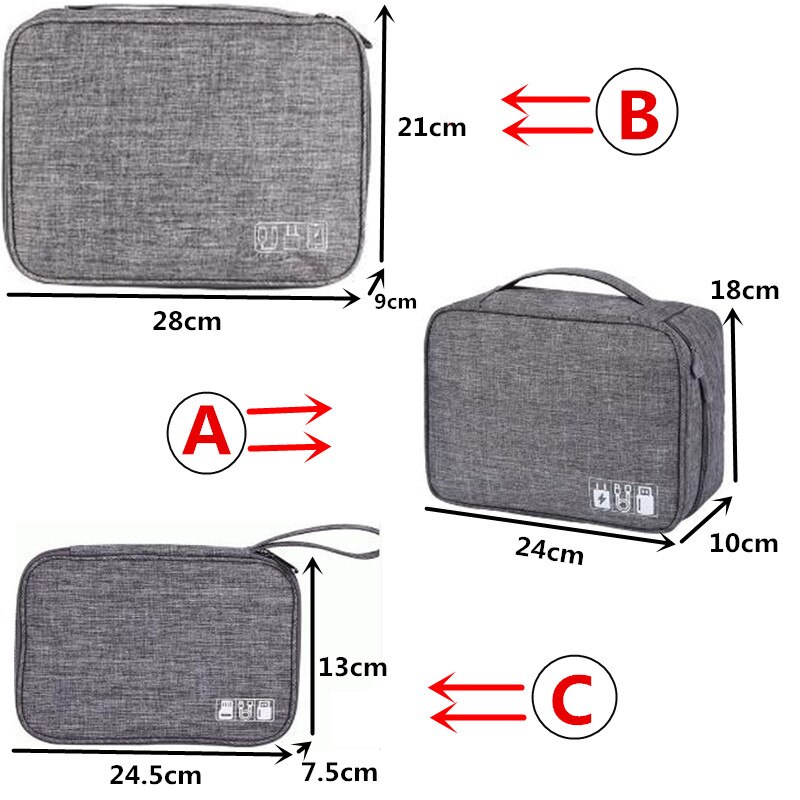 Electronics Organizer Bag - Portable Digital USB Gadget Case - Travel Charger Holder