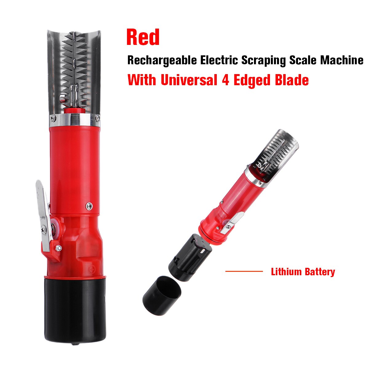120W Portable Cordless Electric Fish Scaler Waterproof Fish Scale Scraper Easy Fish Stripper Scale Remover Cleaning Scaling Tool: Red Universal