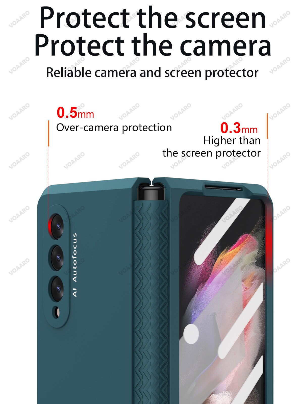 Para samsung galaxy z dobrar 3 dobradiça caso com filme de vidro frontal para galaxy z dobrar 3 5g tpu dobradiça caso completo telefone protetor funda