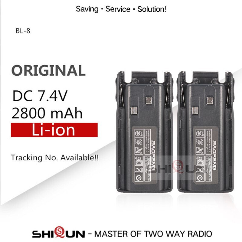 Baofeng-Batería de camuflaje para BL-8 UV82 Plus, UV-82HP de Radio Ham, UV-82, Waki, Taki, UV 82, 1 unidad, 2 piezas, UV-89, 3800mah, 2800mAh: 2PCS 2800-Black